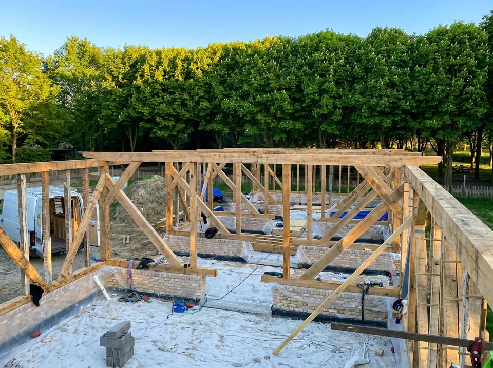 Chantier de rénovation dans combles d'une maison traditionnelle